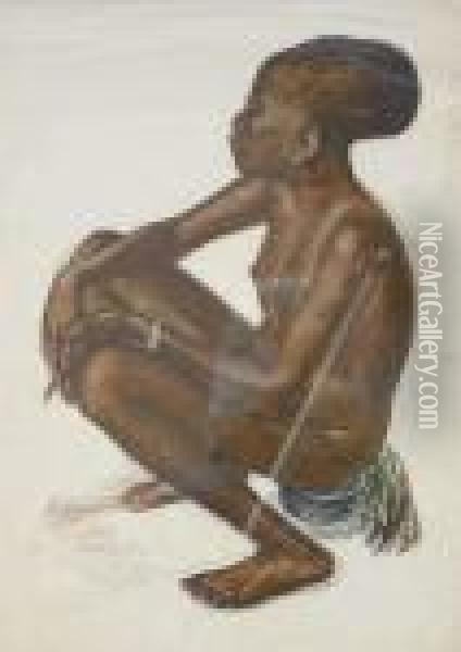  Jeune Femme Africaine Oil Painting - Alexander Evgenievich Yakovlev