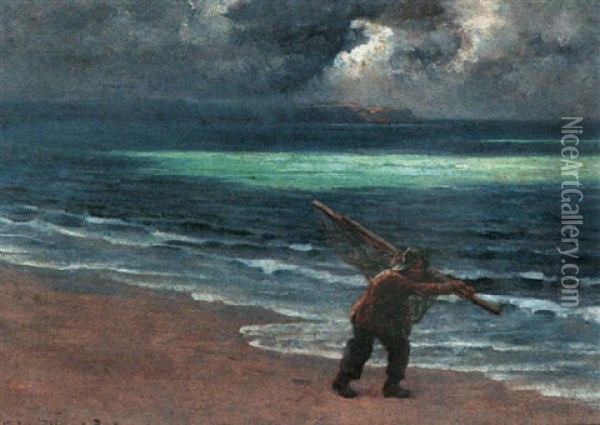 Fisherman On The Beach Oil Painting - Virginie Demont-Breton