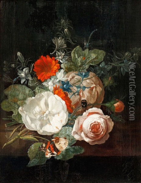 Stillleben Mit Blumen Oil Painting - Rachel Ruysch