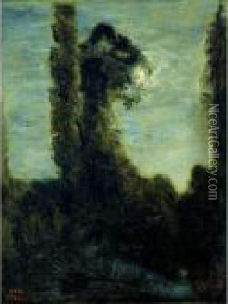 Peupliers Au Bord De L'eau Oil Painting - Jean-Baptiste-Camille Corot