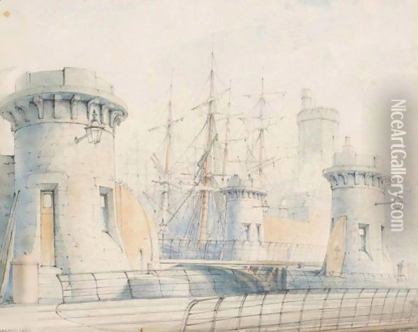 Albert Dock, Liverpool Oil Painting - William Gavin Herdman