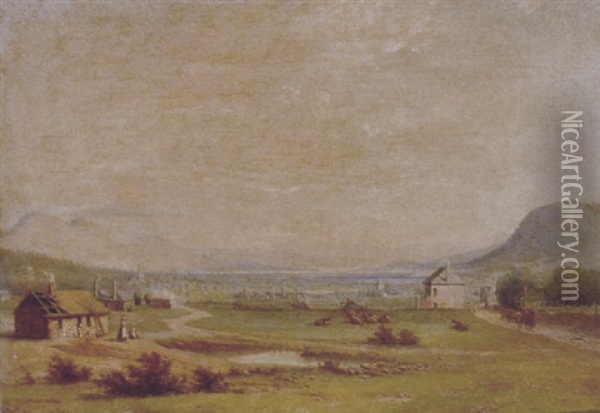 View Of Newtown Oil Painting - Knud Geelmuyden Bull