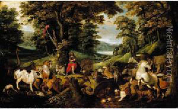Orpheus Charming The Animals Oil Painting - Jacob Bouttats