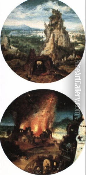 St. Jerome In Penitence In A Panoramic Landscape Oil Painting - Herri met de Bles