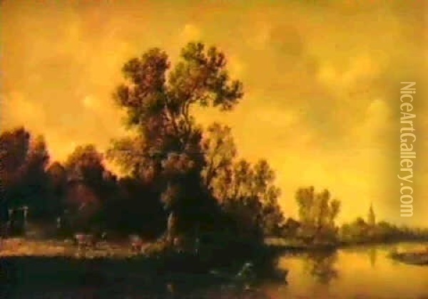 Paysage Fluvial Oil Painting - Salomon van Ruysdael