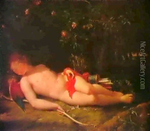 Der Schlafende Amor. Oil Painting - Friedrich Georg Weitsch