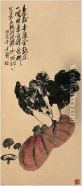 Vegetables Oil Painting - Wu Changshuo