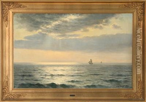 Seascape In Evening Sun Oil Painting - Johannes Herman Brandt