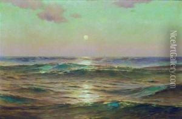 Ocean Sunset Oil Painting - Warren W. Sheppard