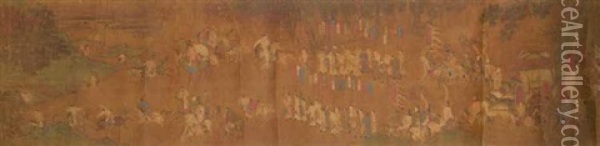 Figures On Horseback Oil Painting -  Li Tang