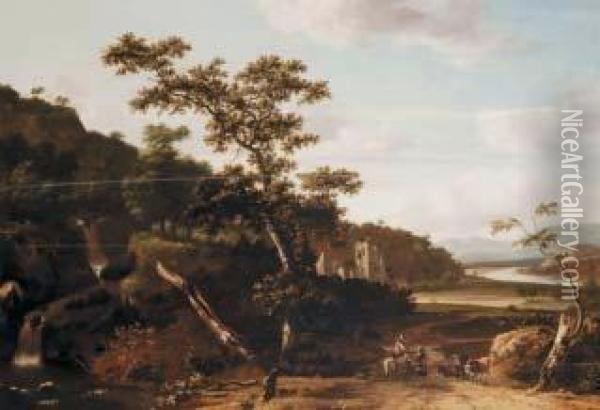 Paesaggio Con Pastori E Cavalieri Oil Painting - Jan Gabrielsz. Sonje