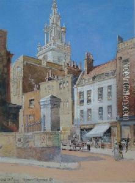 'old Houses. Upper Thames Street' (london) Oil Painting - Richard John Randall