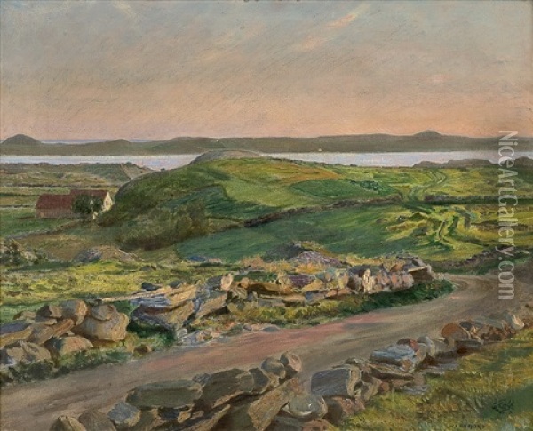 Kveld Ved Hafrsfjord Oil Painting - Eilif Peterssen