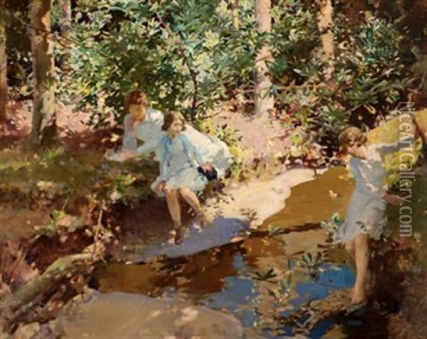 By The Stream Oil Painting - Harry Watson