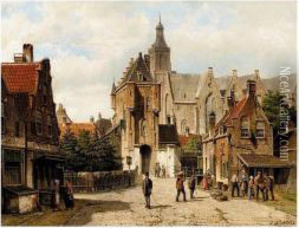 Street In Vianen, Holland Oil Painting - Willem Koekkoek