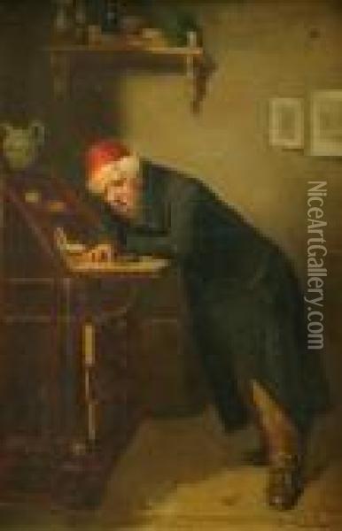 The Miser Oil Painting - Sir Hubert von Herkomer
