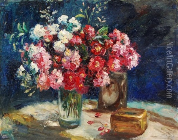 Blumenstilleben Mit Wildrosen Oil Painting - Eugenie Fuchs