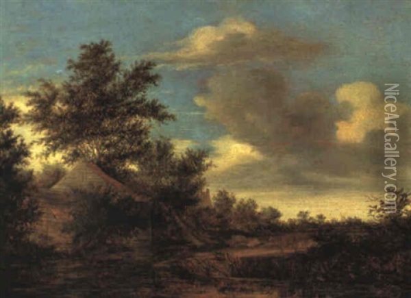 Bewaldete Dunenlandschaft Mit Bauernhausern Oil Painting - Salomon van Ruysdael