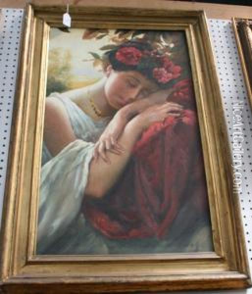 Classical Maiden Sleeping Oil Painting - Sir Lawrence Alma-Tadema