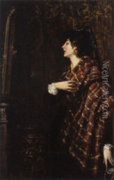Signora All Specchio Oil Painting - Mose di Giosue Bianchi