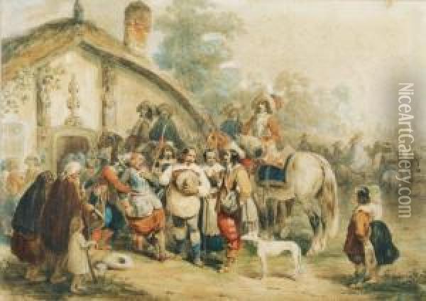 La Mort Du Chevalier Oil Painting - Joseph-Louis Hippolyte Bellange