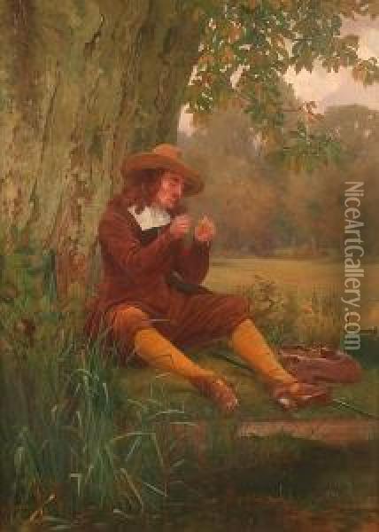 In The Days Of Isaac Walton Oil Painting - Walter-Dendy Sadler