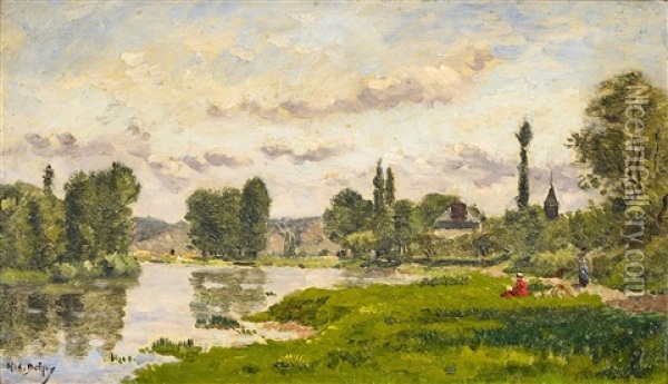 Spring Morning On The Pont De L'arche Oil Painting - Hippolyte Camille Delpy