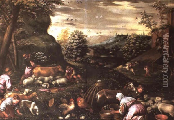 Le Printemps Oil Painting - Jacopo dal Ponte Bassano
