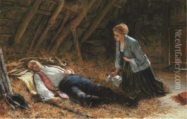 In Hiding After Culloden Oil Painting - Charles Sillem Lidderdale