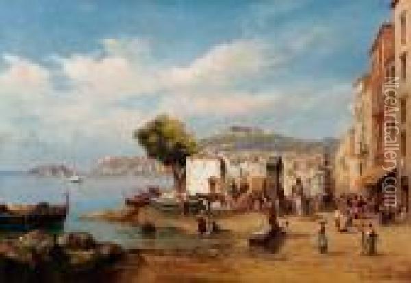 Napoli Dalla Marinella Oil Painting - Consalvo Carelli