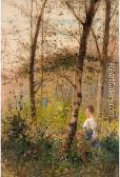 A Walk In The Woods Oil Painting - Hector Caffieri