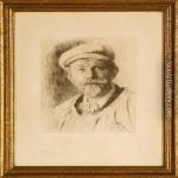 Self-portrait And Three Fischermen Oil Painting - Peder Severin Kroyer