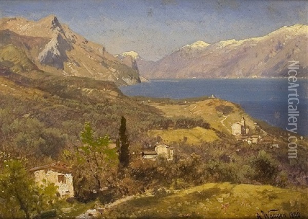 Am Gardasee Oil Painting - Adalbert Waagen