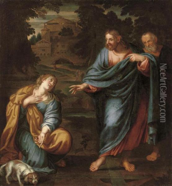 Christ Healing The Daughter Of The Woman Of Canaan Oil Painting - Annibale Carracci