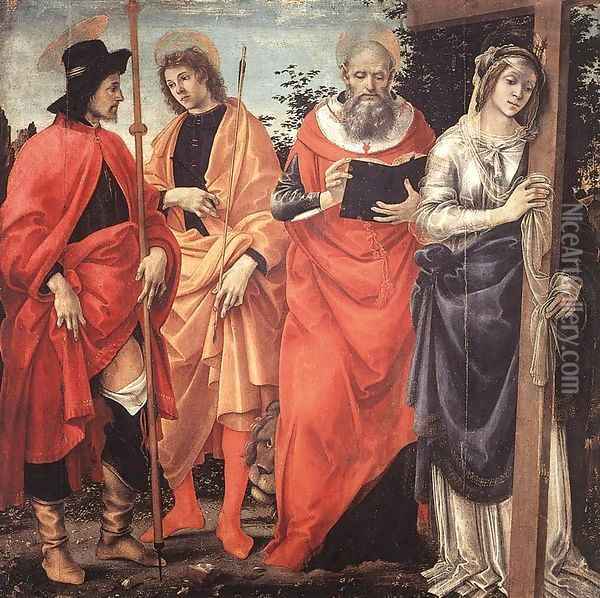 Four Saints Altarpiece 2 Oil Painting - Filippino Lippi