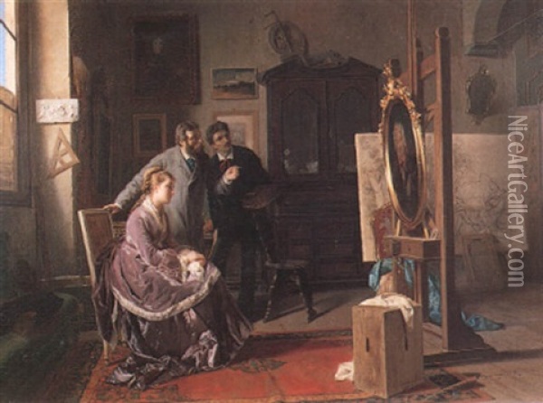 Convincing The Client Oil Painting - Luigi Bianchi