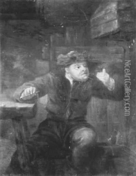 Ein Bauer In Einer Taverne An Einem Tisch Sitzend Oil Painting - Egbert van Heemskerck the Younger