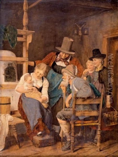La Natalite Oil Painting - Franz Von Defregger