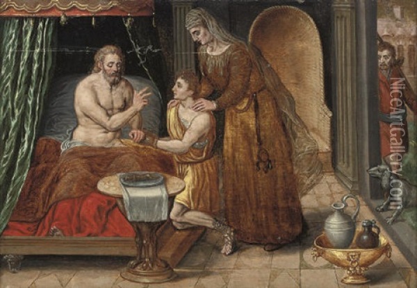 The Blessing Of Benjamin Oil Painting - Frans Floris the Elder