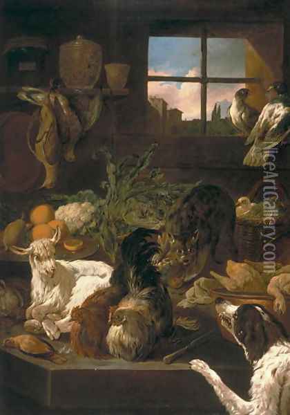 Pantry with Animals, 1703-36 Oil Painting - Domenico Brandi