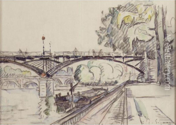 Le Pont Des Arts Oil Painting - Paul Signac
