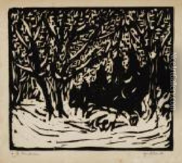 Winternacht Imwalde (burgerwiese In Dresden) Oil Painting - Ernst Ludwig Kirchner
