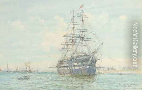 The Warspite Oil Painting - Henry Branston Freer
