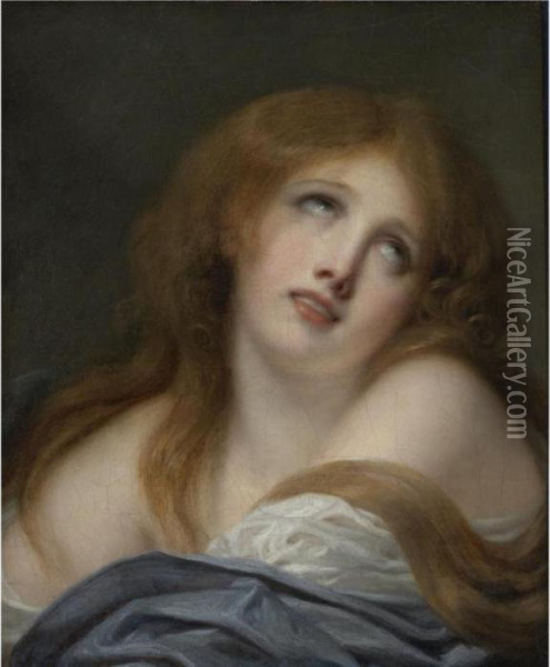 The Bust Of A Young Girl, Called Virginie Oil Painting - Jean Baptiste Greuze