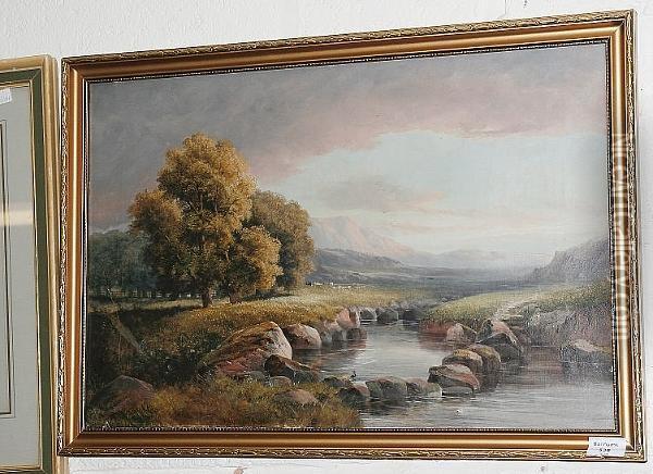 On The Machno Above Penmachno Oil Painting - W.B. Henley