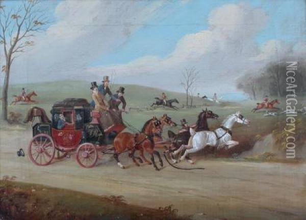 oxford To London Coach Oil Painting - R.S Cottrell