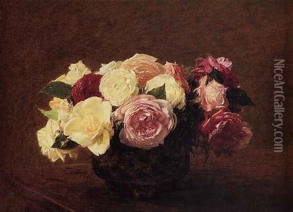 Roses IX Oil Painting - Ignace Henri Jean Fantin-Latour