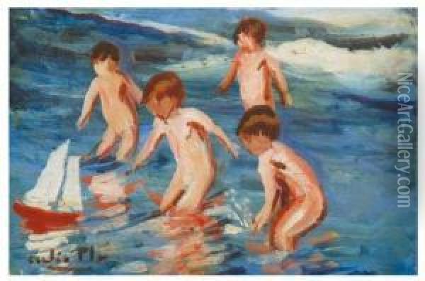 Escenas De Playa Oil Painting - Cecilio Pla Y Gallardo