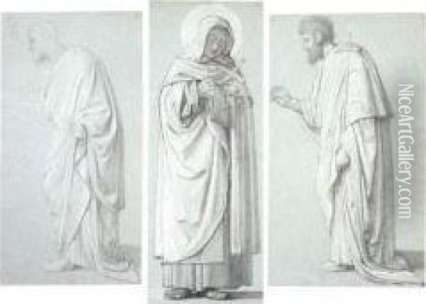 Trois Etudes De Saints Et Apotres Oil Painting - Savinien Fr. Charles Petit
