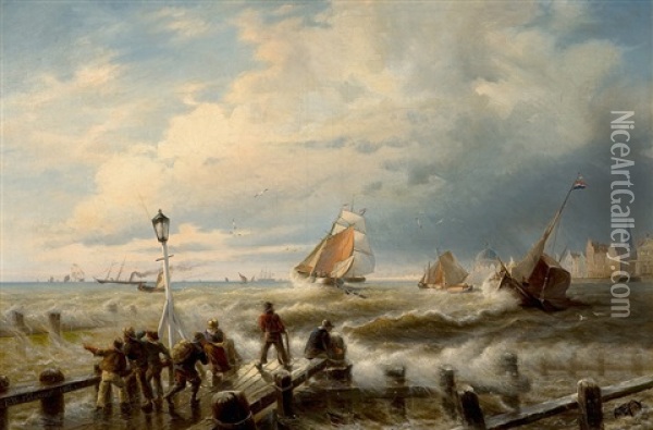 Stormy Sea Oil Painting - Friedrich Wilhelm Fabarius